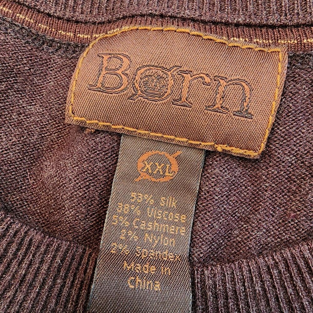 Børn Men's Burgundy/Maroon Silk Cashmere Luxury Blend Sweater Crew Neck XXL - Picture 3 of 5